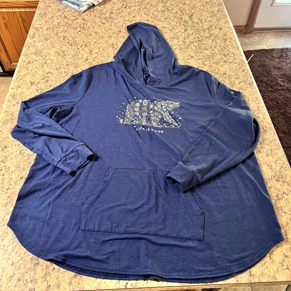 Life Is Good Dark Blue Women's lightweight soft bear Hoodie - Picture 1 of 8